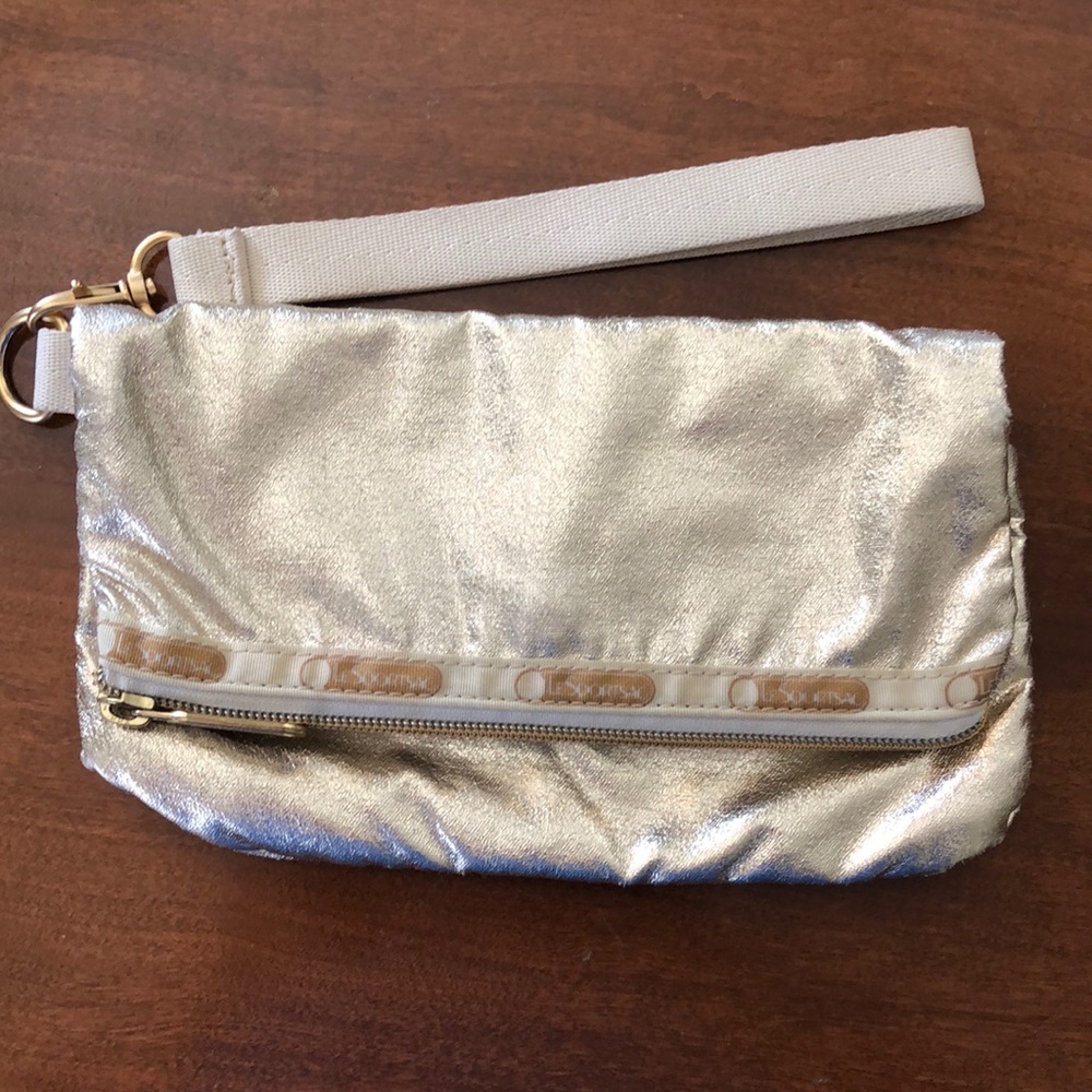 LeSportsac gold wristlet
